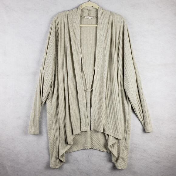 Maurices Women's‎ 2X Lagenlook Asymmetrical Open Cardigan Beige Neutral Casual - Picture 1 of 6